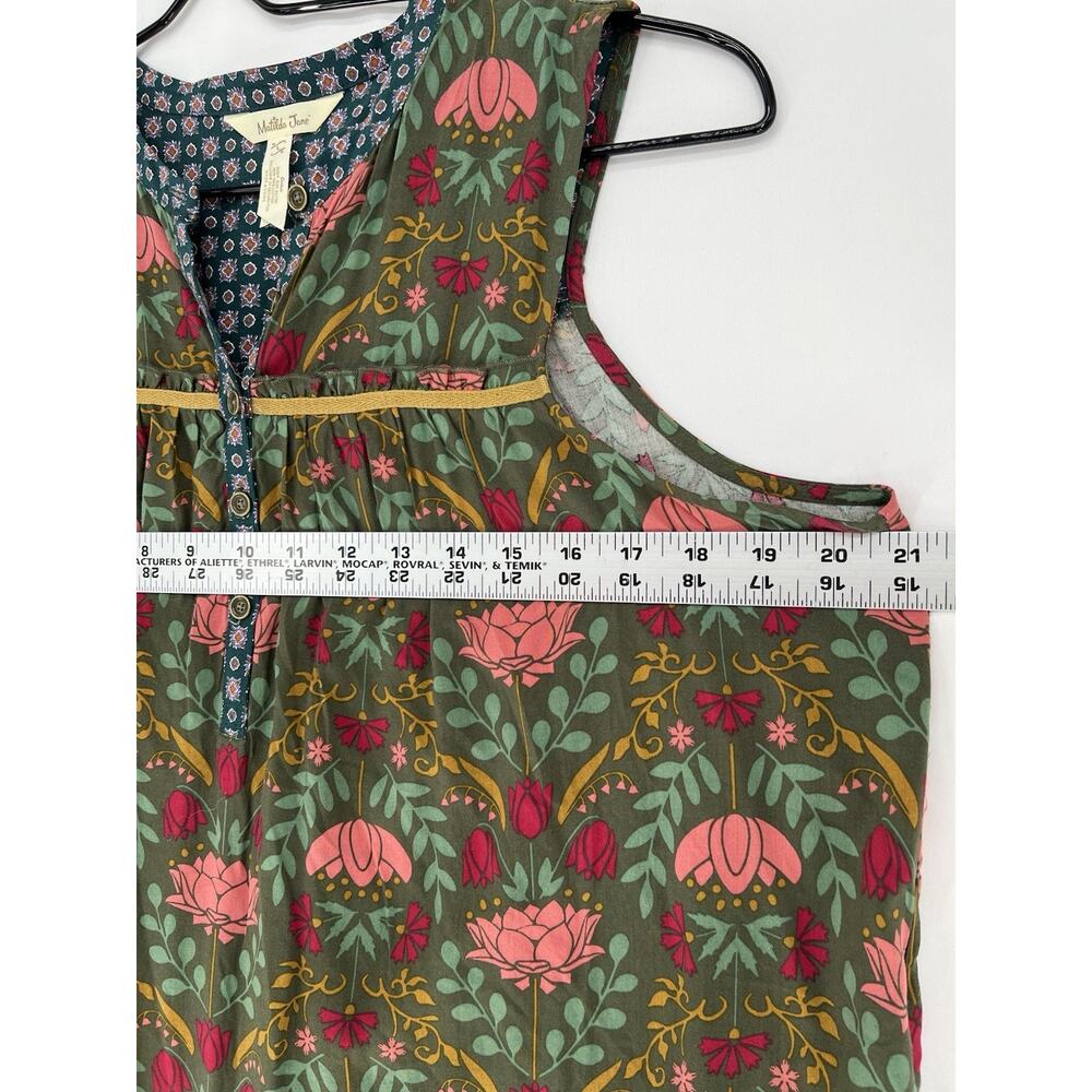 Boho Floral Babydoll Dress Womens Large Cottagecore Ruffle Hem Sleeveless - Picture 9 of 11